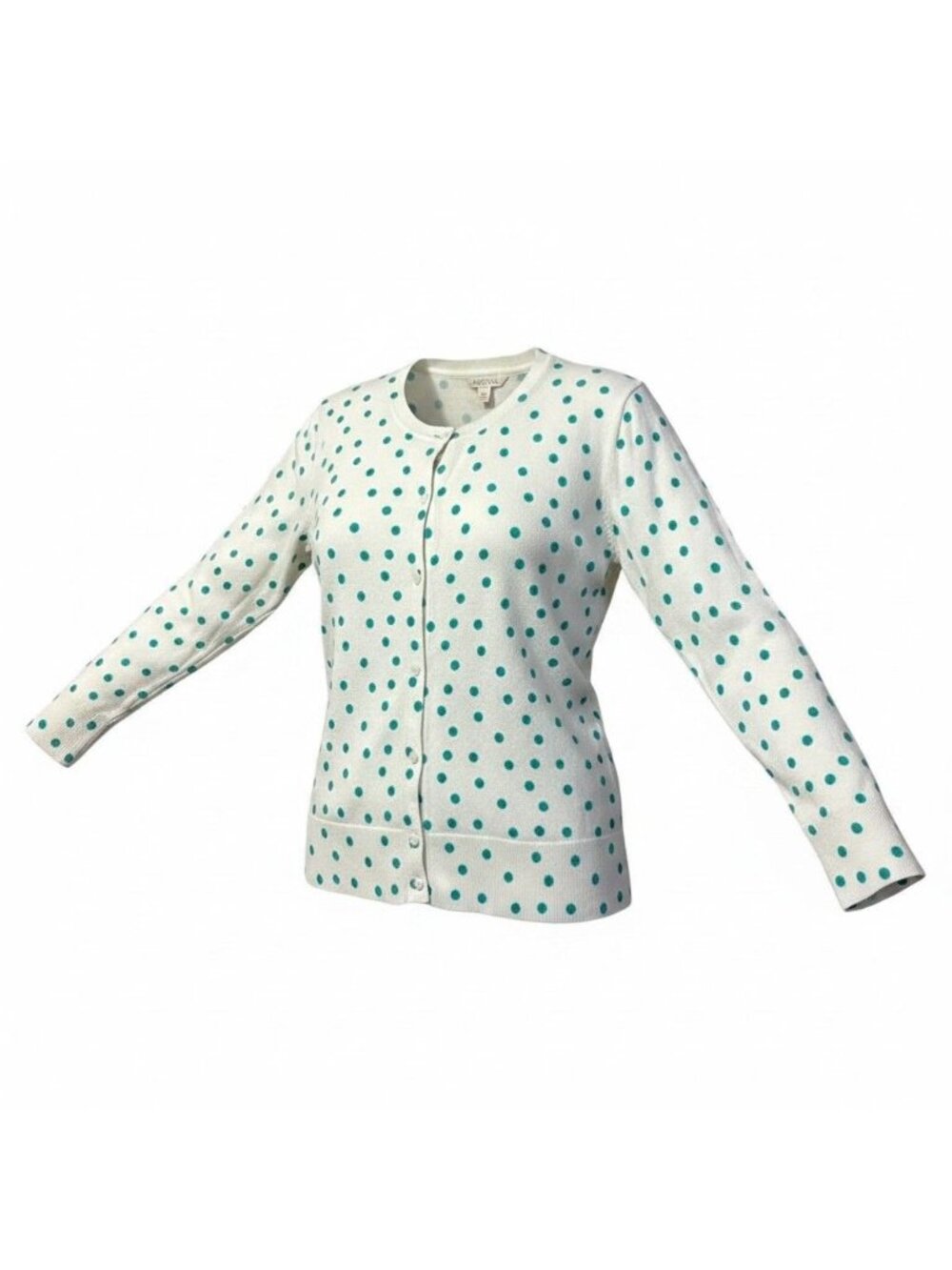 Womens White Polka Dot Cardigan Button Up Sweater NWT Size Large Merona